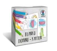 Ursus 828000F - Tarjetas de dominó en blanco, blanco-azul, 60 piezas, aprox. 4,5 x 9 cm, sin imprimir, de cartón kraft resistente, grosor aprox. 1 mm, para autodiseño