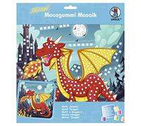 Ursus 8420016 - Cuadro de mosaico de goma espumosa, diseño de dragón, para una imagen adhesiva de gomaespuma, aprox. 25 x 25 cm, con soporte, tamaño mediano
