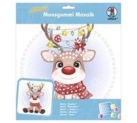 Ursus 8420020 - Cuadro de mosaico de goma con purpurina (25 x 25 cm, con soporte), diseño de reno