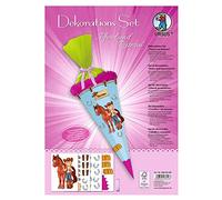Ursus 9880008F - Juego de decoración (4 Hojas de cartón DIN A4, para Decorar una Bolsa Escolar (no incluida), impresión por Ambos Lados, precortada, con Cinta de Raso