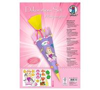 Ursus 9880013F - Juego de decoración de Sirena, 4 Hojas de cartón para Manualidades DIN A4, para Decorar una Bolsa Escolar (no incluida), Estampado por Ambos Lados, precortado, con Cinta de Raso