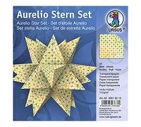 URSUS Aurelio Stern Paradiso Plegables (33 Hojas Transparente, 14,8 x 14,8 cm, 115 g/m², Estampado por una Cara, Bonitas Estrellas de Papel para la Navidad), Color Amarillo, carbón, talla única