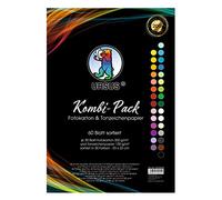 URSUS Bloc Combinado en la edición de Aniversario Hojas de Papel de Dibujo 130 cartón fotográfico de 300 g/m2, Aprox. 23 x 33 cm, en 30 Colores teñidos, de celulosa Fresca, carbón