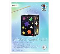 Ursus Craft Set Stars, Blanco y Tapa y Base de Tarjetas fotográficas Negras de 300 g/m Hojas de Papel Transparente en 10 Colores, Linterna acabada Aprox. 14 x 14 x 20 cm (2340099)