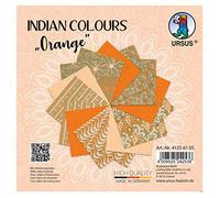 Ursus-Indian Colours Orange Natural con 10 5 Hojas de Papel de Dibujo (impresión por una Cara, Efecto metálico y Brillantina), Color Naranja, (Buntpapierfabrik Ludwig Bähr GmbH & Co.KG 41256105)