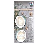 Ursus Light Boxes 21500002 - Figuras de reno y Papá Noel (15,3 cm de diámetro, para 2 cajas de luz, decoración navideña, diseño de filigrana con láser, incluye luz LED)