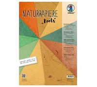 Ursus Papel Natural Roots 61610005, 10 Hojas, en Diferentes tamaños, Colores y cualidades, con Conchas, Mikado, Papel plátano, para Manualidades Creativas, Multicolor