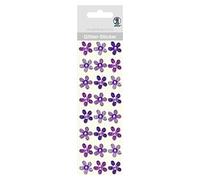 Ursus-Pegatinas con Purpurina (24 Unidades), diseño de Flores, Color Morado, (Buntpapierfabrik Ludwig Bähr GmbH & Co. KG 75000005)