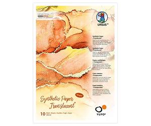 Ursus Yupo 16299200 - Papel sintético transparente DIN A5, 10 hojas, 153 g/m², superficie lisa sintética, resistente al agua, resistente a los rayos UV, extremadamente duradero, 100% reciclable, color