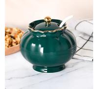 Ursword Azucarero con tapa y cuchara, azucarero de cerámica, tarro de azúcar de 9 onzas para cafetería, caja de especias para condimentos, salsas, decoración elegante para encimera de cocina