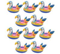 URSXODAWQ 10 Pcs Inflatable Drink Holder, Pool Drink Holder Floats, Cute Bird Design Inflatable Cup Holder with Bright Colors and Durable PVC Material for Swimming Pools Hot Tubs Lakes