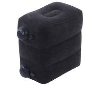 URSXODAWQ Almohada Inflable para apoyar los pies, reposapiés de Viaje para avión, Coche y Oficina, cojín Inflable de Flocado de PVC con Doble válvula para favorecer la circulación sanguínea (Azul)