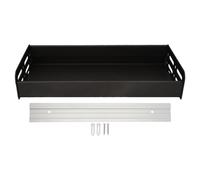 URSXODAWQ Floating Shelves Space Aluminum Wall Mounted Decorative Storage Shelf, Metal Floating Shelf with Strong Load Capacity, Rust Resistant Kitchen Bathroom Shelf with Screws for Living (Negra)