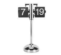 URSXODAWQ Reloj Digital con Tapa, Reloj de Escritorio mecánico abatible, Giro automático de página con Altura Ajustable, diseño Retro de Acero Inoxidable para Sala de Estar, Oficina, (Negra)