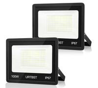 URTBST Focos LED Exterior 100W,10000LM Foco LED Exterior IP67 Impermeable Proyector LED Exterior,7000K Super Brillante Blanco Frío Foco Proyector LED,Foco LED para Garaje,Gardín,Fábrica (2 Piezas)