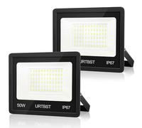 URTBST Focos LED Exterior 50W,5000LM Foco LED Exterior IP67 Impermeable Proyector LED Exterior,7000K Super Brillante Blanco Frío Foco Proyector LED,Foco LED para Garaje,Gardín,Fábrica,Patio (2 Piezas)