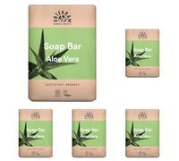 Urtekram Jabón sólido de aloe vera, 100 g, jabón natural suave con aloe vera orgánico, 99,9% ingredientes naturales, sin aceite de palma, hidratante, vegano, para todo tipo de pieles (Paquete de 5)