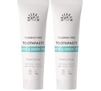 Urtekram Pasta dentífrica sin flúor con menta y té verde - Pasta de dientes - Natural, Bio, Ecológica - 75ml (Paquete de 2)