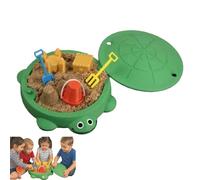 urtle Sandbox with Cover & 8PCS Sand Toys, Sand Box for Kids Outdoor Play Equipment, Sensory Box Sand Pit for Backyard/Beach (#1)