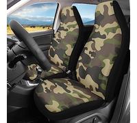 urtradezz Par de fundas para asientos delanteros de coche, de camuflaje, resistentes, duraderas, color verde Amry, ajuste universal para la mayoría de los coches