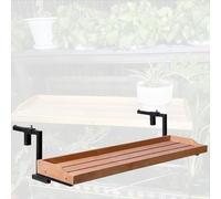 URUCHF Mesa Balcon Colgante Mesa Auxiliar Multifuncional De Madera Maciza para Balcón, Ideal para Patio Y Jardín, con Ganchos De Hierro Forjado Mejorados Y Mesa(L 150 CM/59 IN)