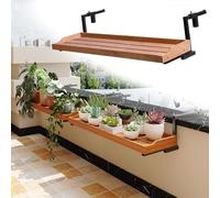 URUCHF Mesa Balcon Colgante Mesa Y Macetero Resistentes con Barandilla para Balcón, Mesa Colgante De Madera para Balcón, Apartamento O Jardín, con Barandilla De(L 150 CM/59 IN)