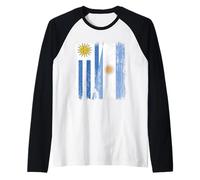 Uruguay Argentina Media Bandera Raíces Argentinas Uruguayas Camiseta Manga Raglan