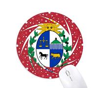 Uruguay South America National Emblem Wheel mouse pad de goma roja redonda
