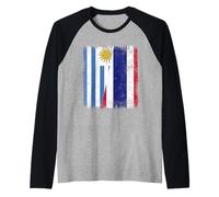 Uruguay Tailandia Media Bandera Raíces Uruguayas Tailandesas Camiseta Manga Raglan