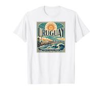 Uruguay Tierra de Playas, Sol y Tradición Camiseta gráfica económica, Hombre, Blanco, L