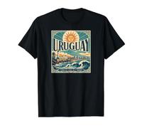 Uruguay Tierra de Playas, Sol y Tradición Camiseta gráfica económica, Hombre, Negro, L