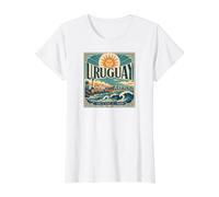 Uruguay Tierra de Playas, Sol y Tradición Camiseta gráfica económica, Mujer, Blanco, XS