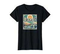 Uruguay Tierra de Playas, Sol y Tradición Camiseta gráfica económica, Mujer, Negro, S