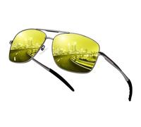URUMQI Lentes de sol polarizados unisex con protección UV400, marco de metal, estilo clásico vintage, lentes de sol de conducción para hombres y mujeres, Marco de pistola A02/lente de visión nocturna,