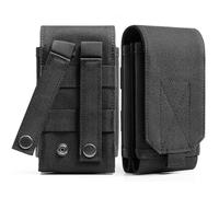 Urvoix Funda doble para teléfono celular, bolsa para cinturón, soporte para teléfono Molle, bolsa de accesorios tácticos para senderismo, camping, trabajo, color negro