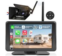 URVOLAX Camara Marcha Atras Inalambrico: Pantalla Coche Apple CarPlay/Android Auto Portátil 7 Pulgadas - Batería 10.000mAh para Autocaravana Caravana Remolque Camion (Primero De La Industria 69X)