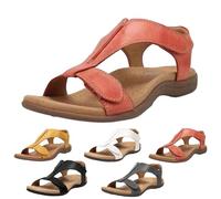 URWEIGH Sandalias Ortopédicas Con Soporte Para El Arco Para Mujer,Sandalias Planas Ortopédicas Con Soporte Para El Arco,Sandalias Con Punta Abierta (Rojo,39)