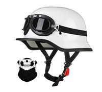 URYWTXY Medio Casco Motocicleta Alemán Vintage con Gafas, Cascos Motocicleta Cascos Abiertos Homologado ECE, Medio Casco Retro con Hebilla Ajustable Liberación para Rápida Scooter Crucero