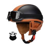 URYWTXY Vintage Medio Casco Moto Alemana con Gafas, ECE Homologado Cascos Abiertos Retro para Hombres y Mujeres, Cascos Jet Retro Ligero para Bicicleta Scooter Motocicleta Crucero