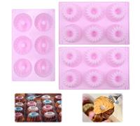 Uryxery Set de 3 Moldes Mini de Silicona para Bundt Cake, diseños espiral y ondas, antiadherentes y reutilizables, aptos para horno, microondas y congelador, ideal para muffins y mini bizcochos