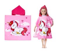 Uryxery Toalla Poncho con Capucha para Niños, Microfibra Suave de Secado Rápido, Poncho Baño Infantil para Ducha y Casa, Diseño Unicornio para Niña, 60×120cm