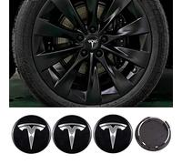 URYYRIT Tapas Centrales Cubos de Automóviles, para Tesla Model Y, 60 Mm, Cubierta Decorativa Impermeable A Prueba Polvo Ruedas, Centro Rueda Adhesivo con Emblema de Logotipo, Accesorios Exteriores