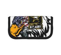 US Army Cool American Flag Eagle - Estuche pequeño para lápices estético, estuche de almacenamiento para lápices, soporte para bolígrafos, oficina, Black, Talla única, Organizador de bolsas