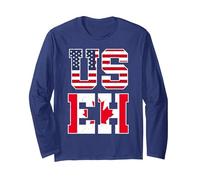 US Eh - Camiseta con Bandera Canadiense Americana Manga Larga, Unisex para Adultos, Azul Marino, XL