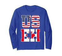 US Eh - Camiseta con Bandera Canadiense Americana Manga Larga, Unisex para Adultos, Azul Real, XL