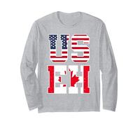 US Eh - Camiseta con Bandera Canadiense Americana Manga Larga, Unisex para Adultos, Gris Jaspeado, XL