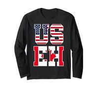 US Eh - Camiseta con Bandera Canadiense Americana Manga Larga, Unisex para Adultos, Negro, XL