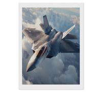 US Fighter Plane F-22 Raptor in Flight - Kit de pintura de diamante redondo completo para decoración de pared del hogar, 12 x 16 pulgadas