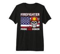 US Firefighter Pride and Honor American Flag Fireman Camiseta Premium