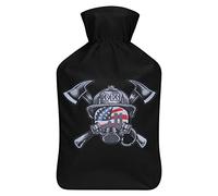 US Firefighters 9-11 Never Forget - Botella de agua de goma con cubierta de felpa suave, bolsa de agua caliente para invierno, manos y pies, protección contra el frío, 1000 ml
